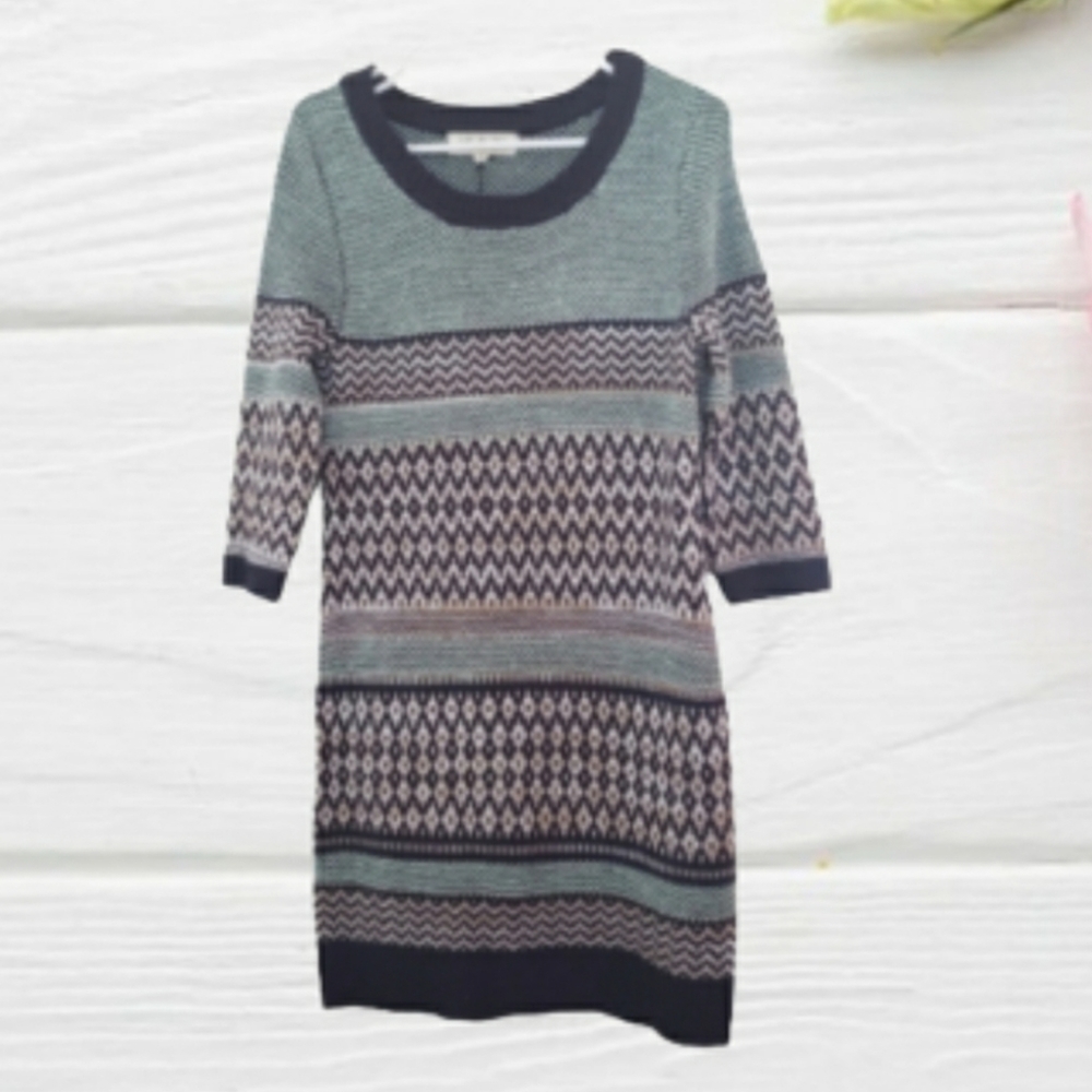 Pink Rose Sweater Dress Stripes Multi Color Medium NWT